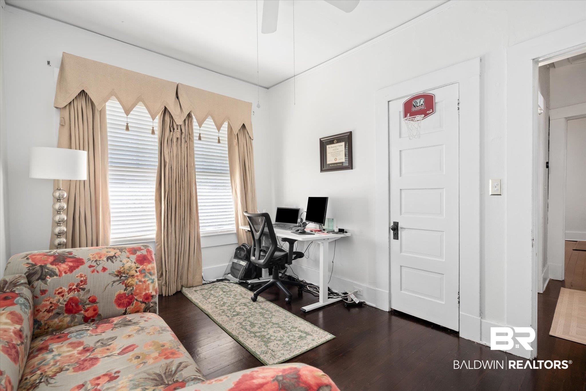 115 Bienville Avenue Mobile, AL 36606 - Photo 12 of 19 Office area featuring dark hardwood / wood-style flooring and ceiling fan