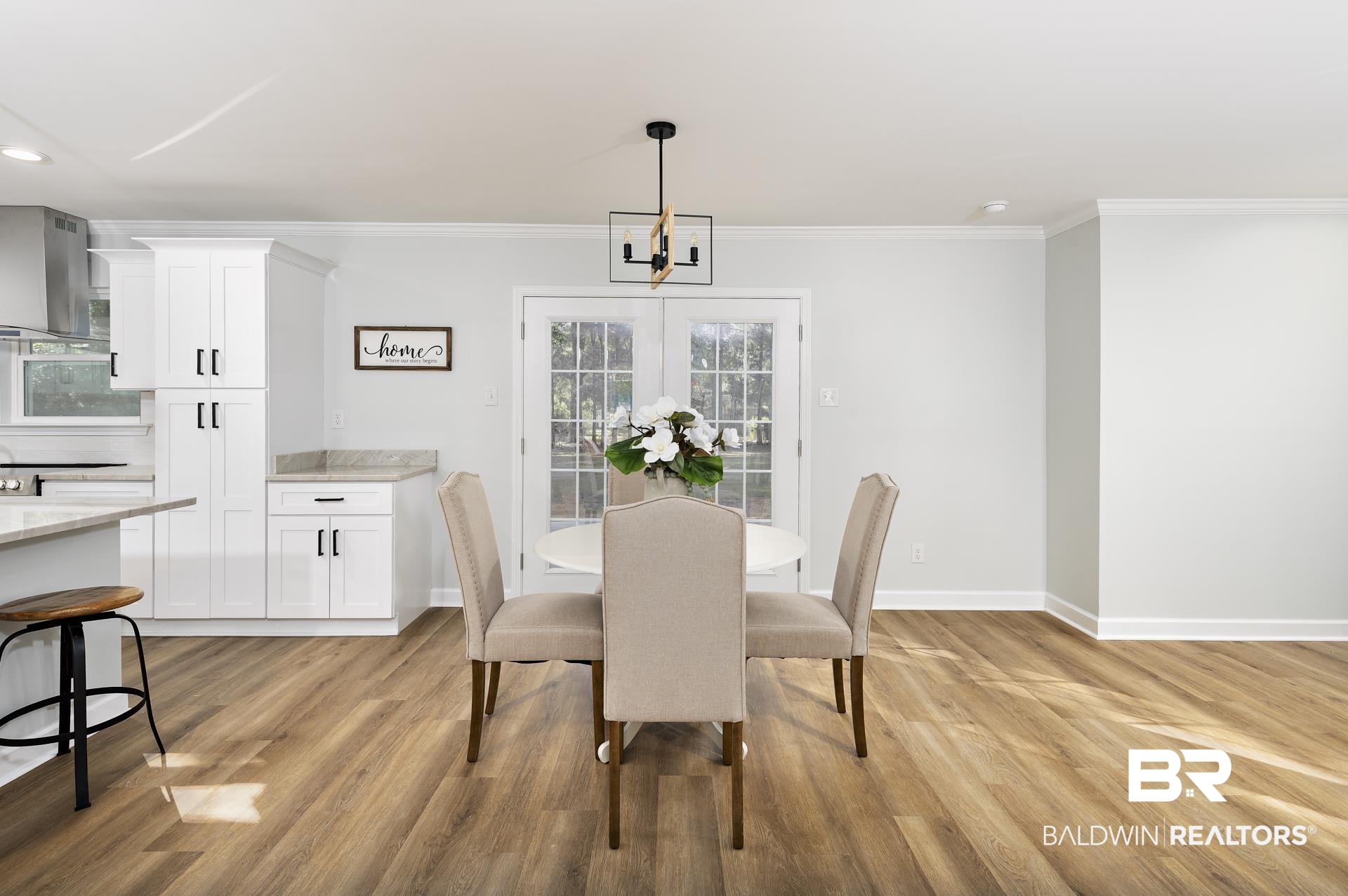 6001 Camp Halls Mill Road Mobile, AL 36619 - Photo 9 of 52 Dining area with light wood-style floors and ornamental molding