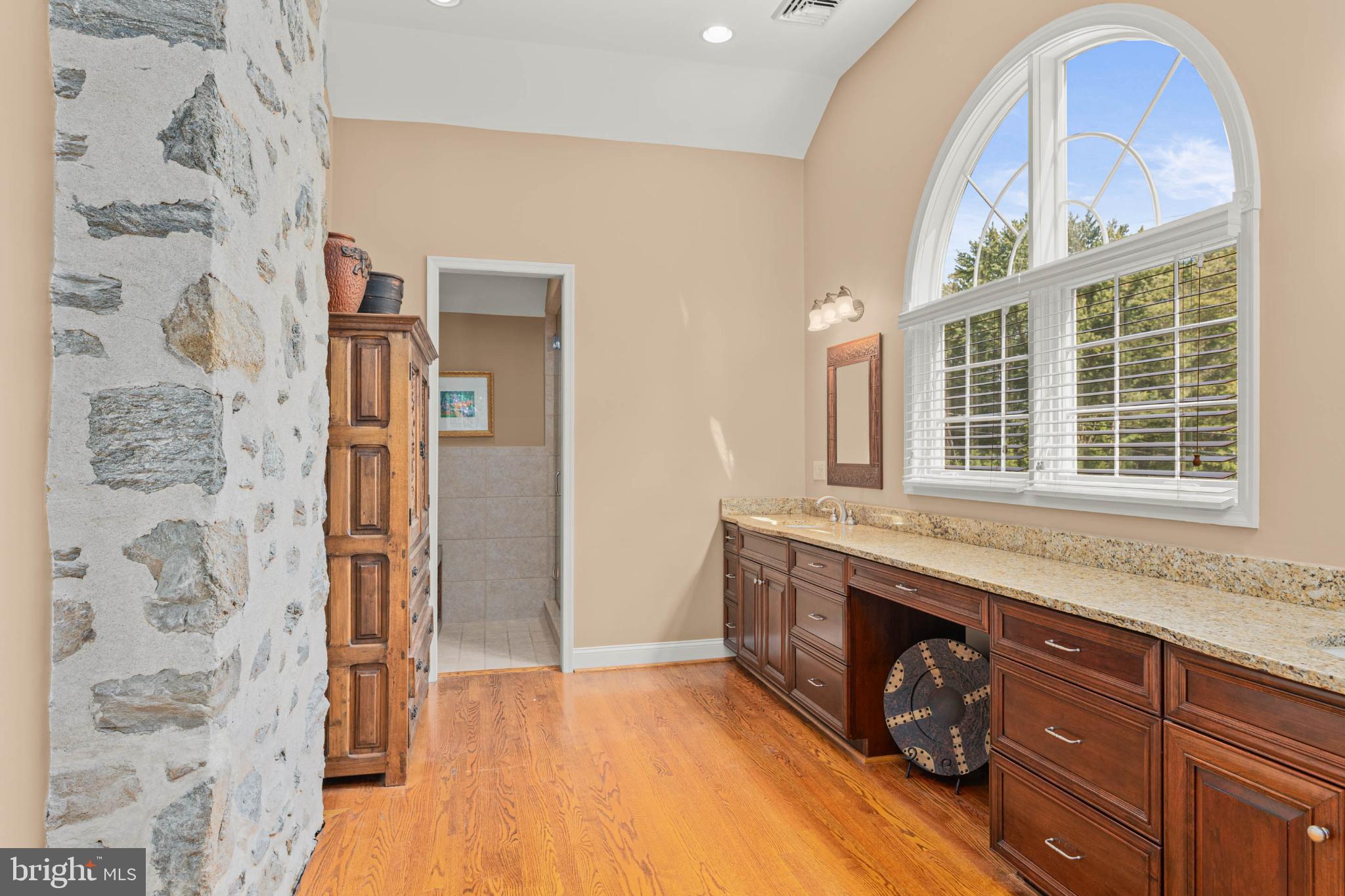 407 Fairview Road Penn Valley, PA 19072 - Photo 33 of 59 Huge main bath w/ Palladian window and stone.
