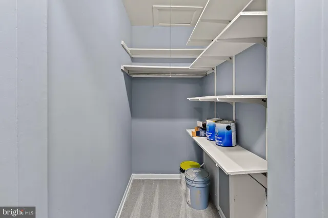 a view of a storage & utility room with a sink