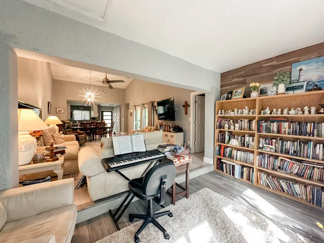 a workspace with furniture