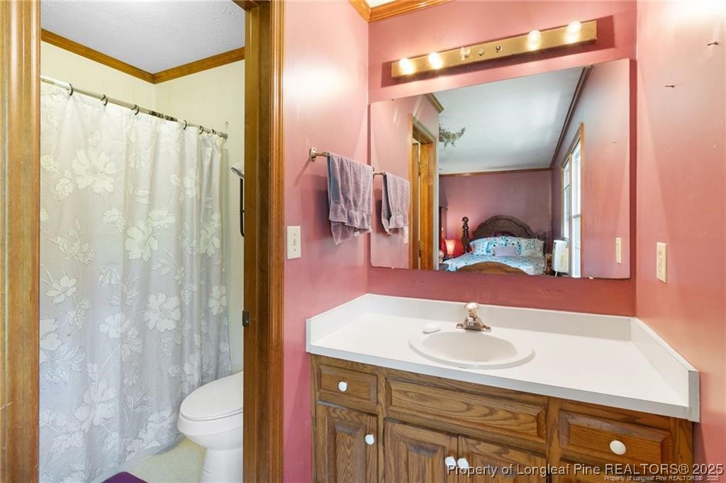 6104 Sisk Culbreth Road Godwin, NC 28344 - Photo 11 of 16 a bathroom with a sink a toilet and shower