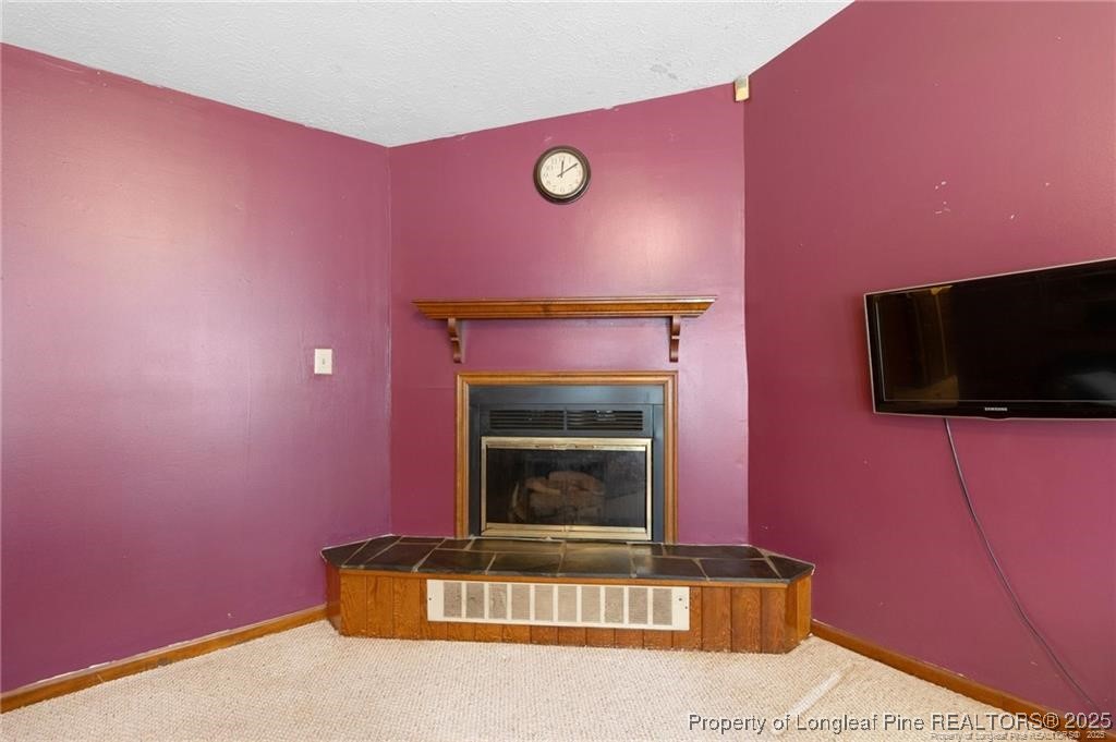 6104 Sisk Culbreth Road Godwin, NC 28344 - Photo 3 of 16 a living room with a fireplace and a flat screen tv