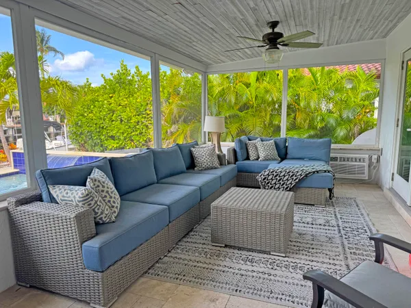 a large room with large windows