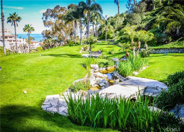 an outdoor space with seating