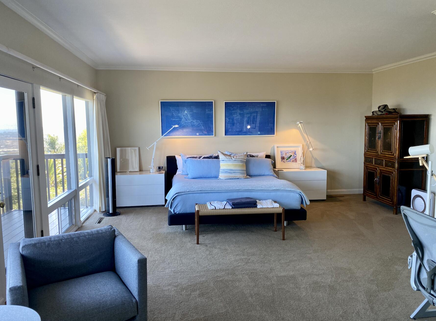 174 Coronada Circle Santa Barbara, CA 93108 - Photo 16 of 33 a bedroom with furniture and a fireplace