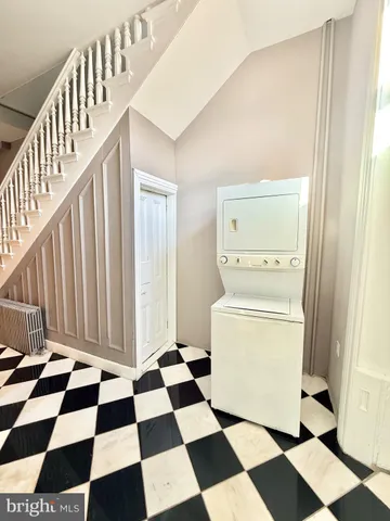 a view of a with a black and white checkered floor with a black white checkered floor