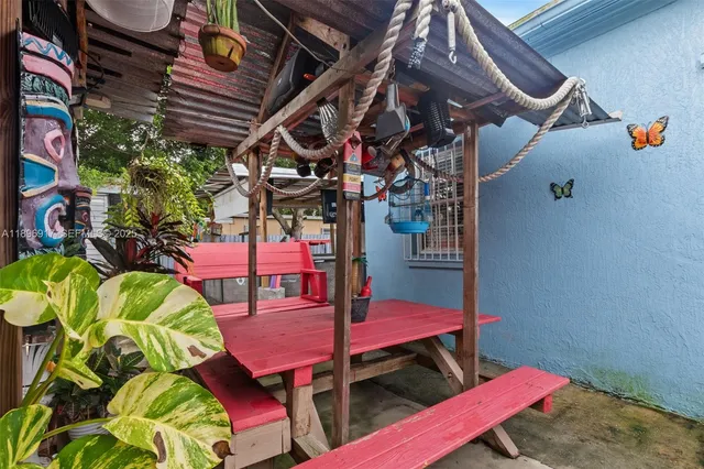 a view of an outdoor sitting area