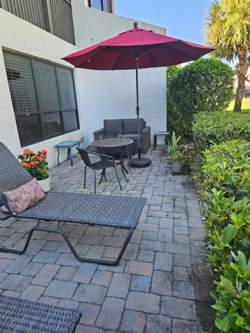 a outdoor view with a sitting space