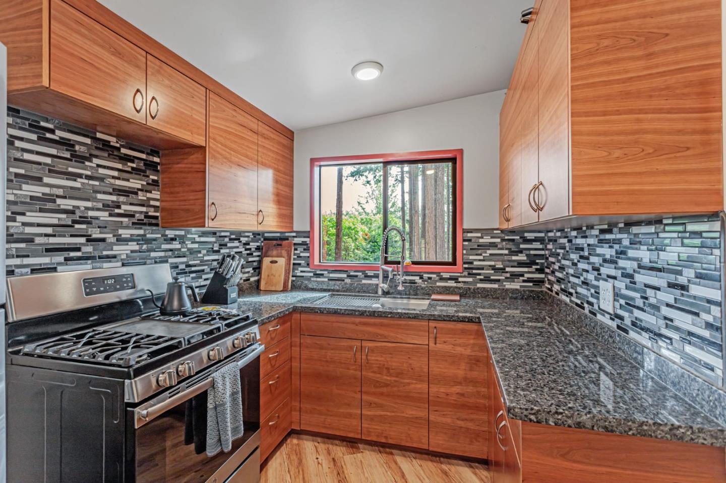 12845 Love Creek Road Ben Lomond, CA 95005 - Photo 22 of 61 a kitchen with a stove a sink and a stove