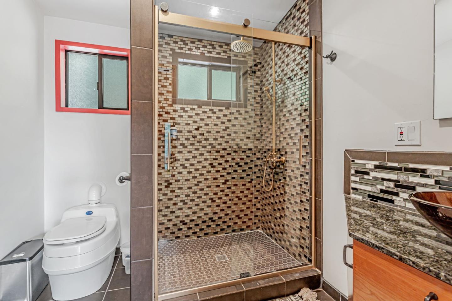 12845 Love Creek Road Ben Lomond, CA 95005 - Photo 29 of 61 a bathroom with a toilet and a shower