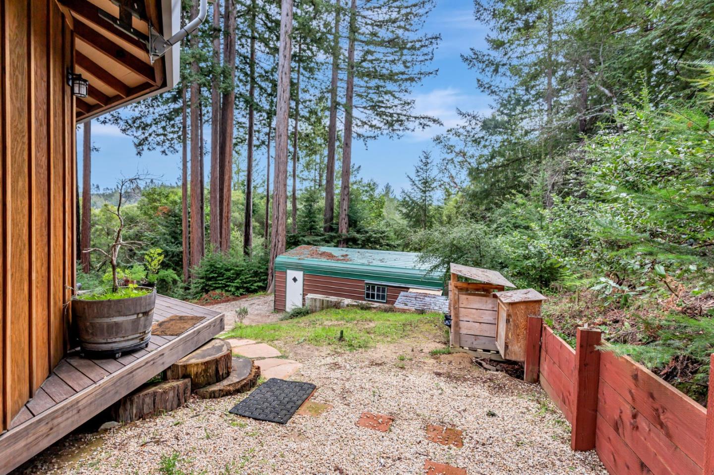 12845 Love Creek Road Ben Lomond, CA 95005 - Photo 46 of 61 a garden view with a seating space