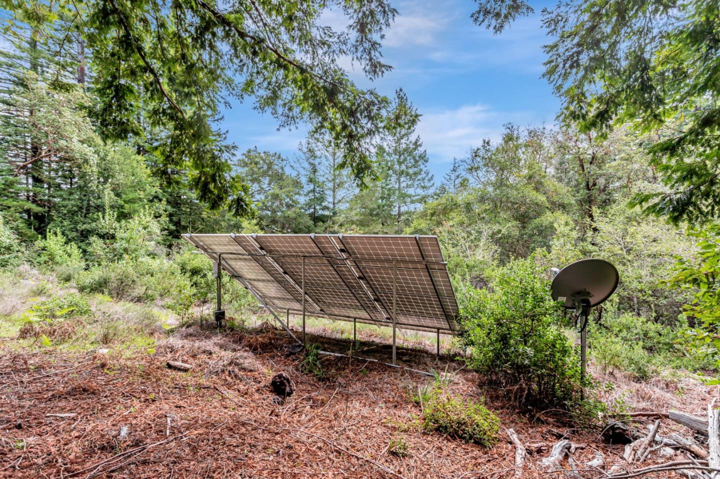 12845 Love Creek Road Ben Lomond, CA 95005 - Photo 54 of 61 a backyard of a house with table and chairs