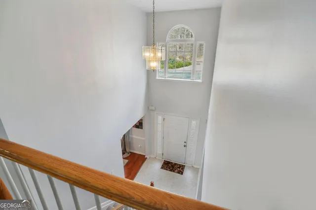 a view of hallway with stairs