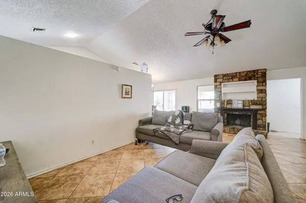 a living room with furniture