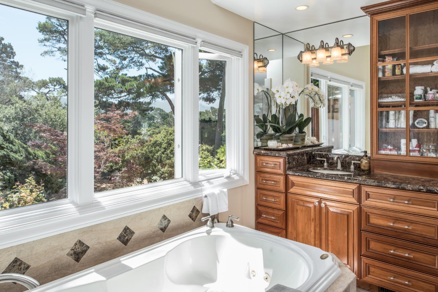 25840 Hatton Road Carmel, CA 93923 - Photo 27 of 43 a bathroom with a tub sink and mirror