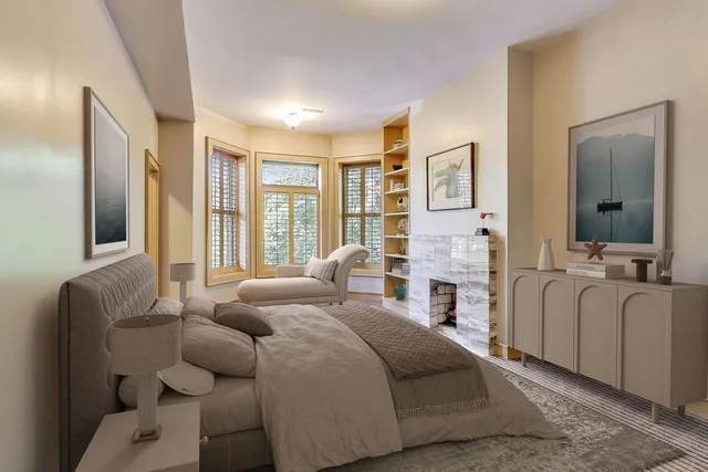 a view of balcony with furniture