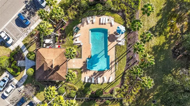 an aerial view of a house