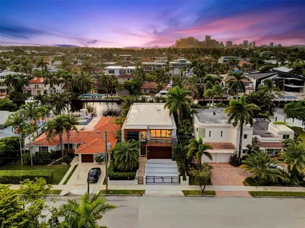 a brick building with a small yard
