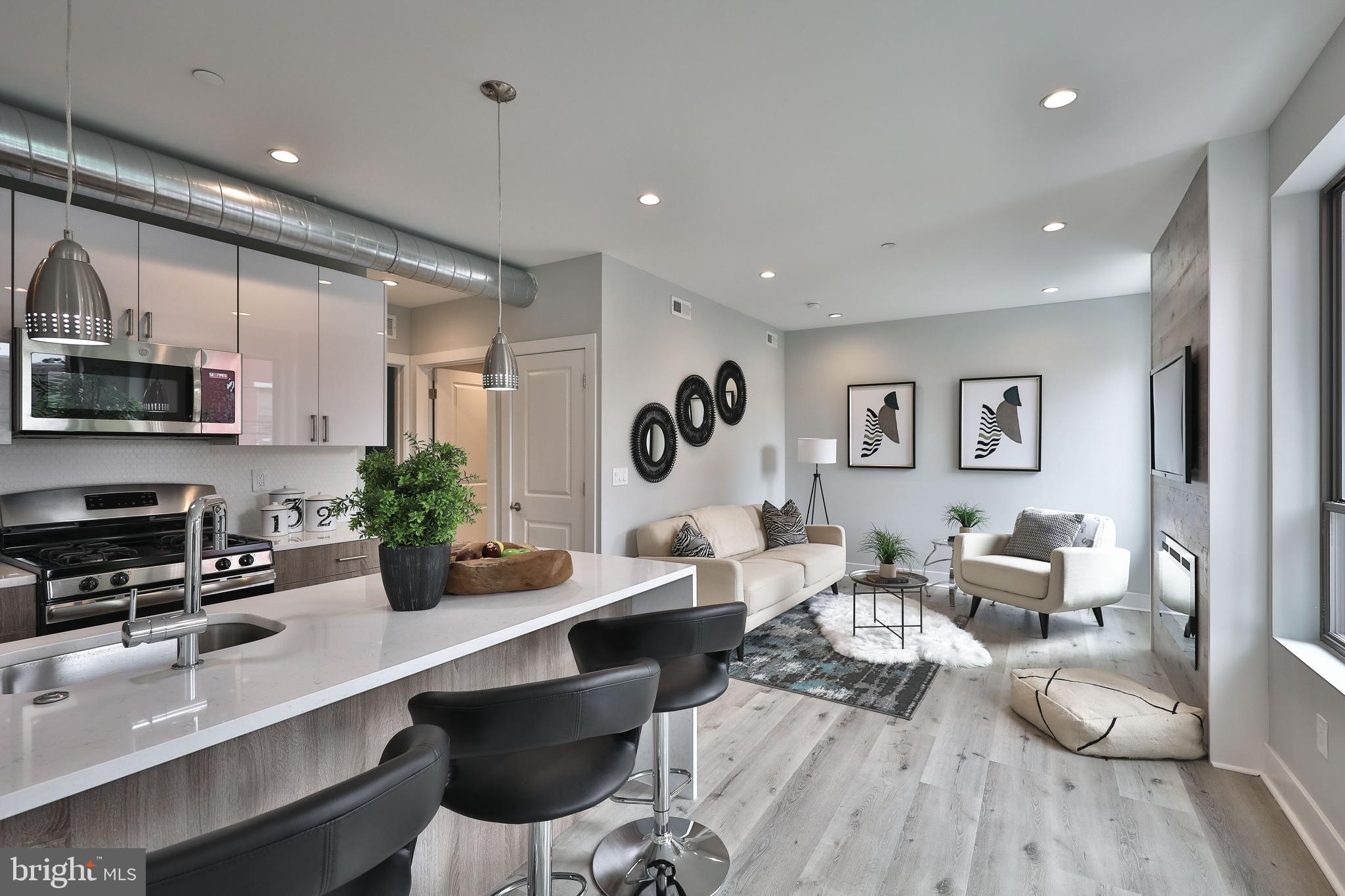 1540-42 Ridge Avenue, Unit 2S Philadelphia, PA 19130 - Photo 11 of 20 a living room with furniture a flat screen tv and potted plant