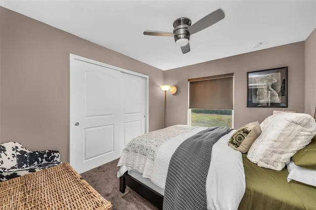 a view of a lake with a big yard