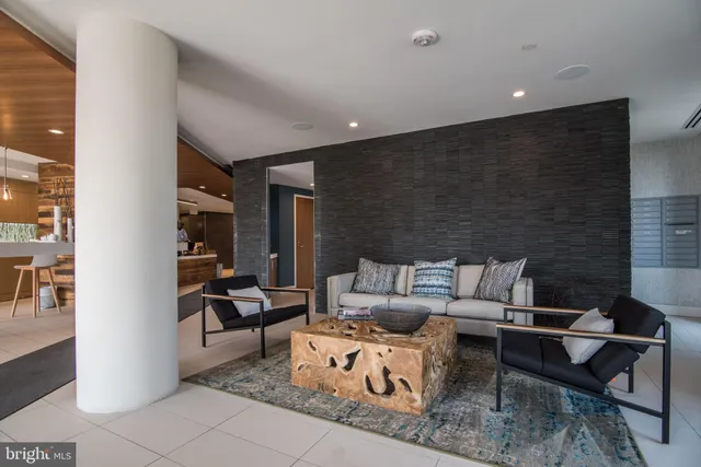 a living room with furniture