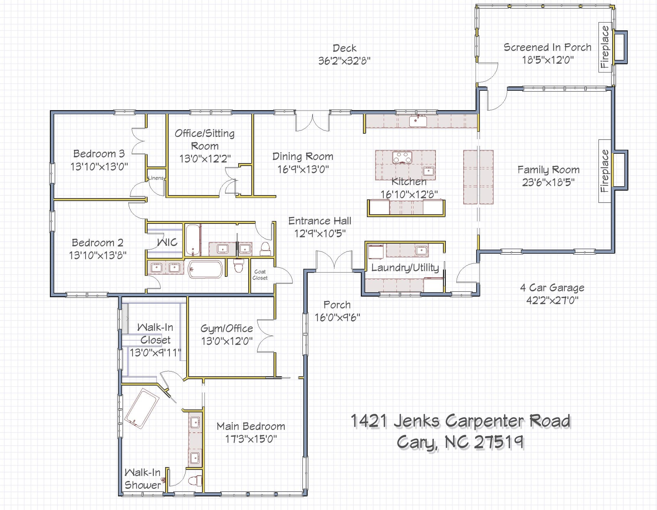 1421 Jenks Carpenter Road Cary, NC 27519 - Photo 65 of 65 1st Floor Plan