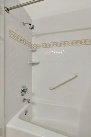 a bathroom with a bathtub