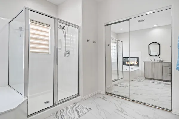 a view of bathroom with a shower