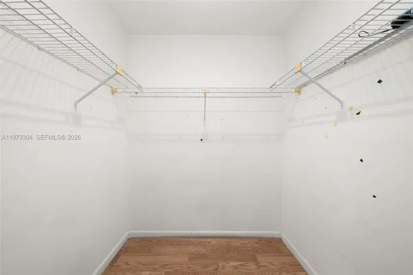 a view of small space with racks on the wall