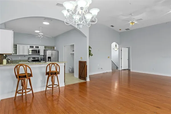 a view of kitchen with breakfast area