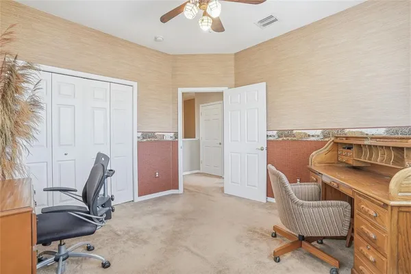 an aerial view of a yard with outdoor space