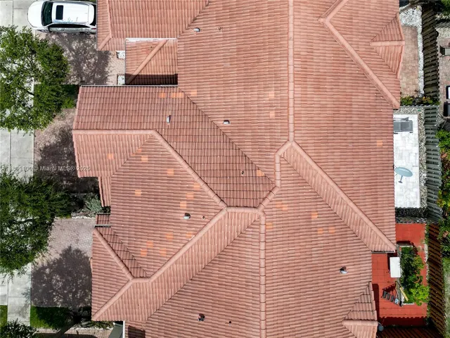 an aerial view of a house