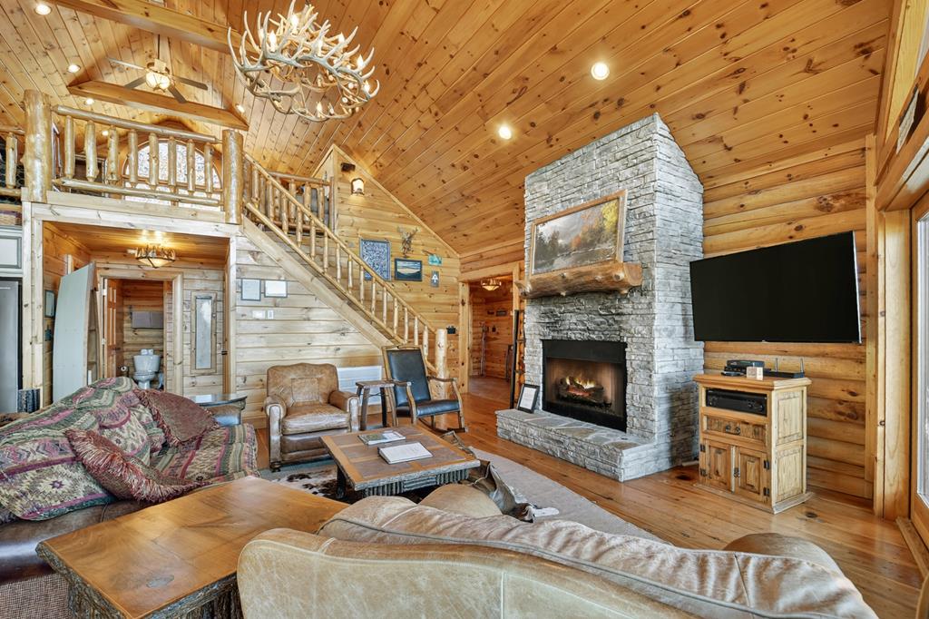 180 Cinnamon Bear Road Mineral Bluff, GA 30559 - Photo 15 of 76 a living room with furniture and a fireplace