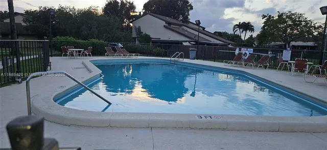 an outdoor space with seating