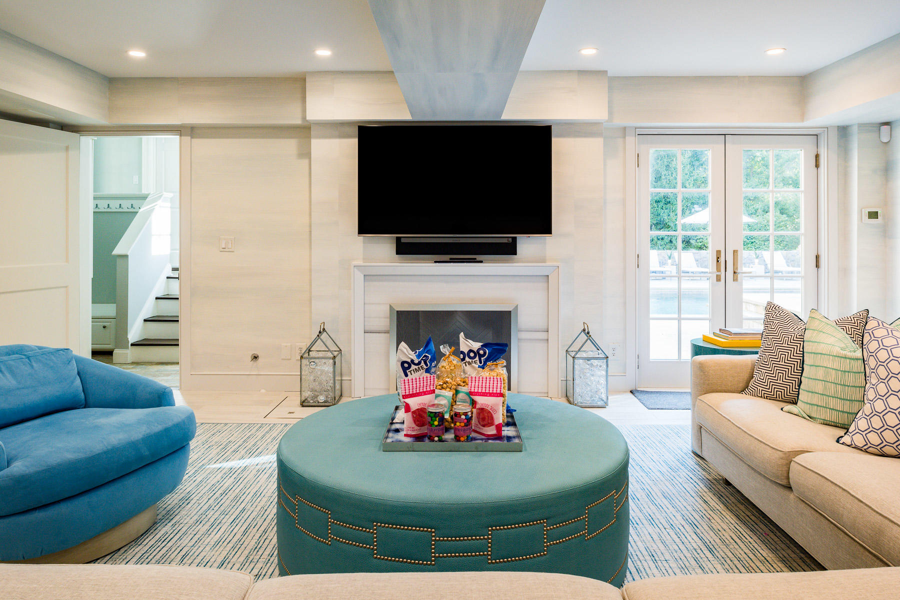 10 Meadowbrook Road Darien, CT 06820 - Photo 22 of 42 a living room with furniture fireplace and flat screen tv