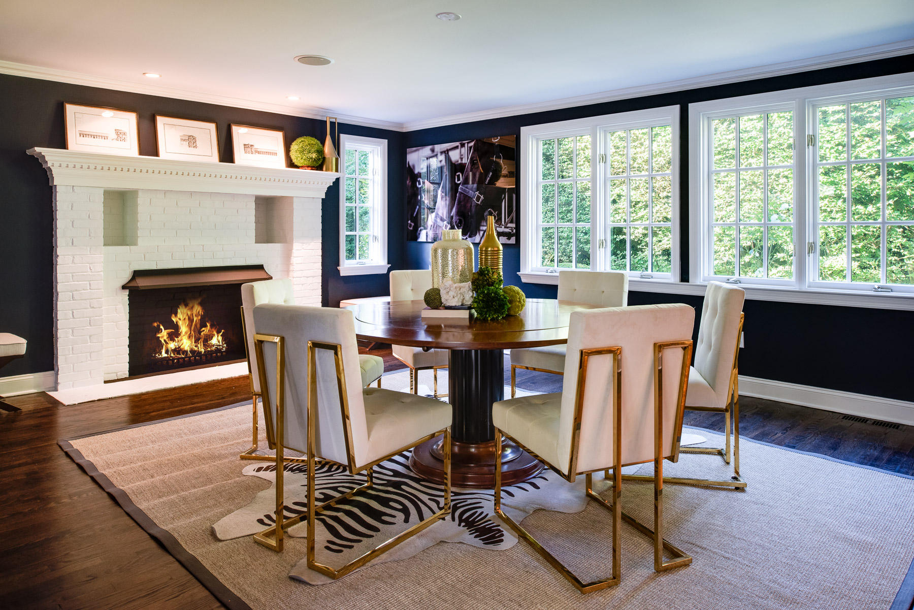 10 Meadowbrook Road Darien, CT 06820 - Photo 8 of 42 a living room with furniture a fireplace and a floor to ceiling window