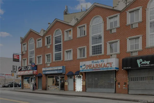 a front view of multi story residential apartment building
