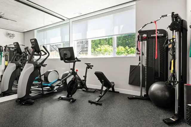 a view of a room with gym equipment