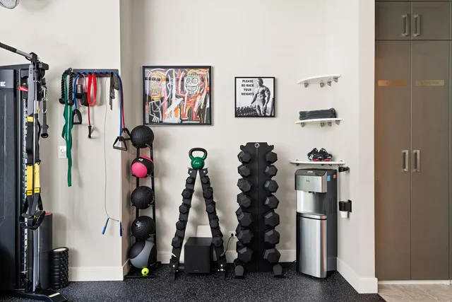 a view of a room with gym equipment