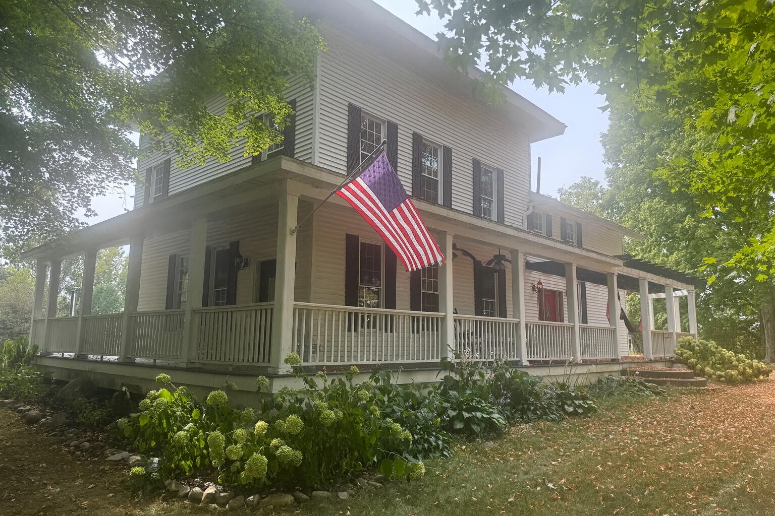 Wrap-Around Porch with Flag