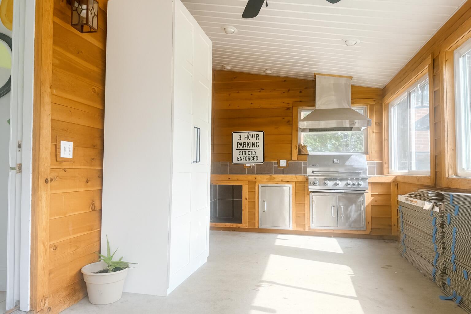 Enclosed Sunroom with Built-In Grill