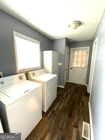 a view of a room with a window