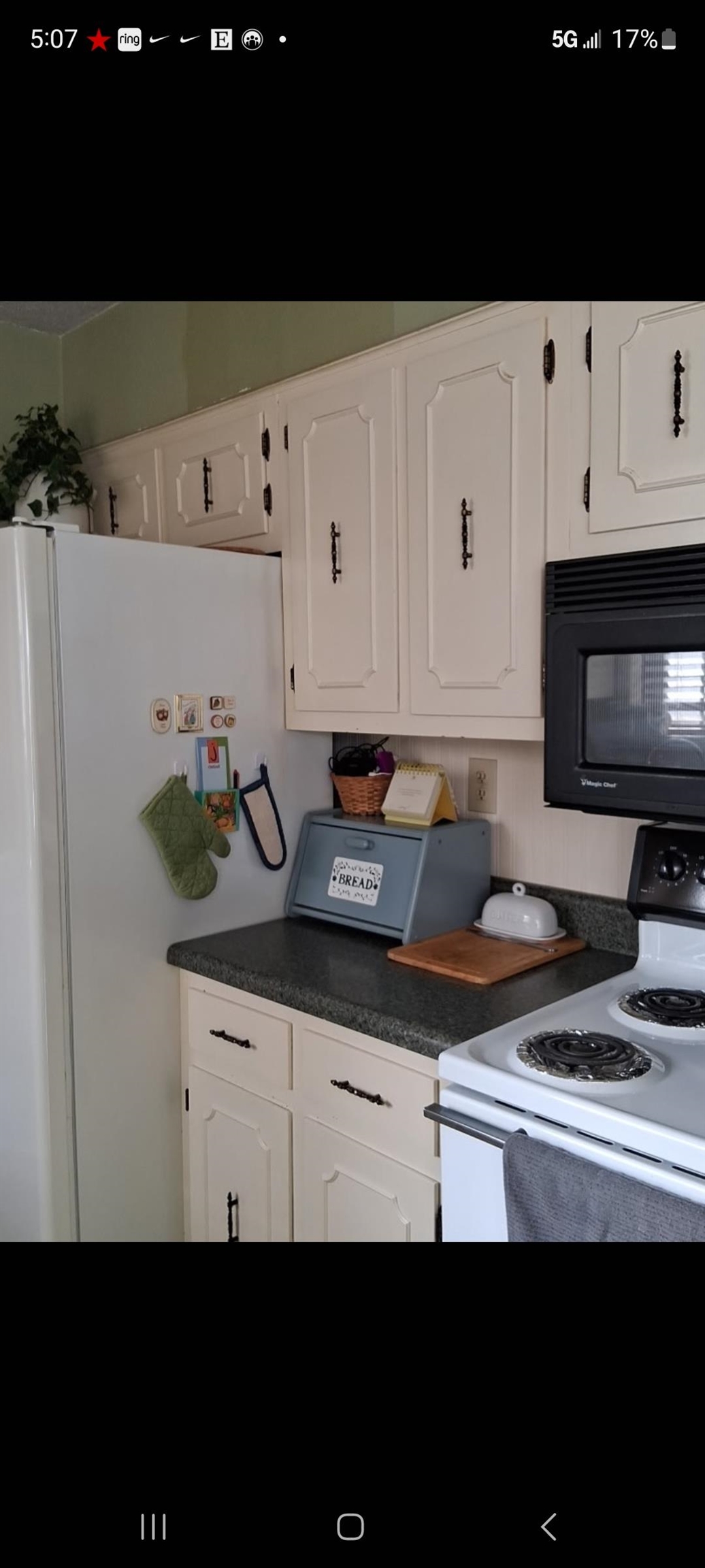 3220 Canyon Road Memphis, TN 38134 - Photo 8 of 16 Kitchen featuring white appliances, white cabinetry, and dark countertops