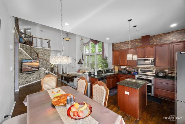 a kitchen with lots of counter top space