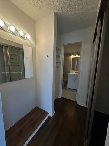 a view of bedroom with a small space