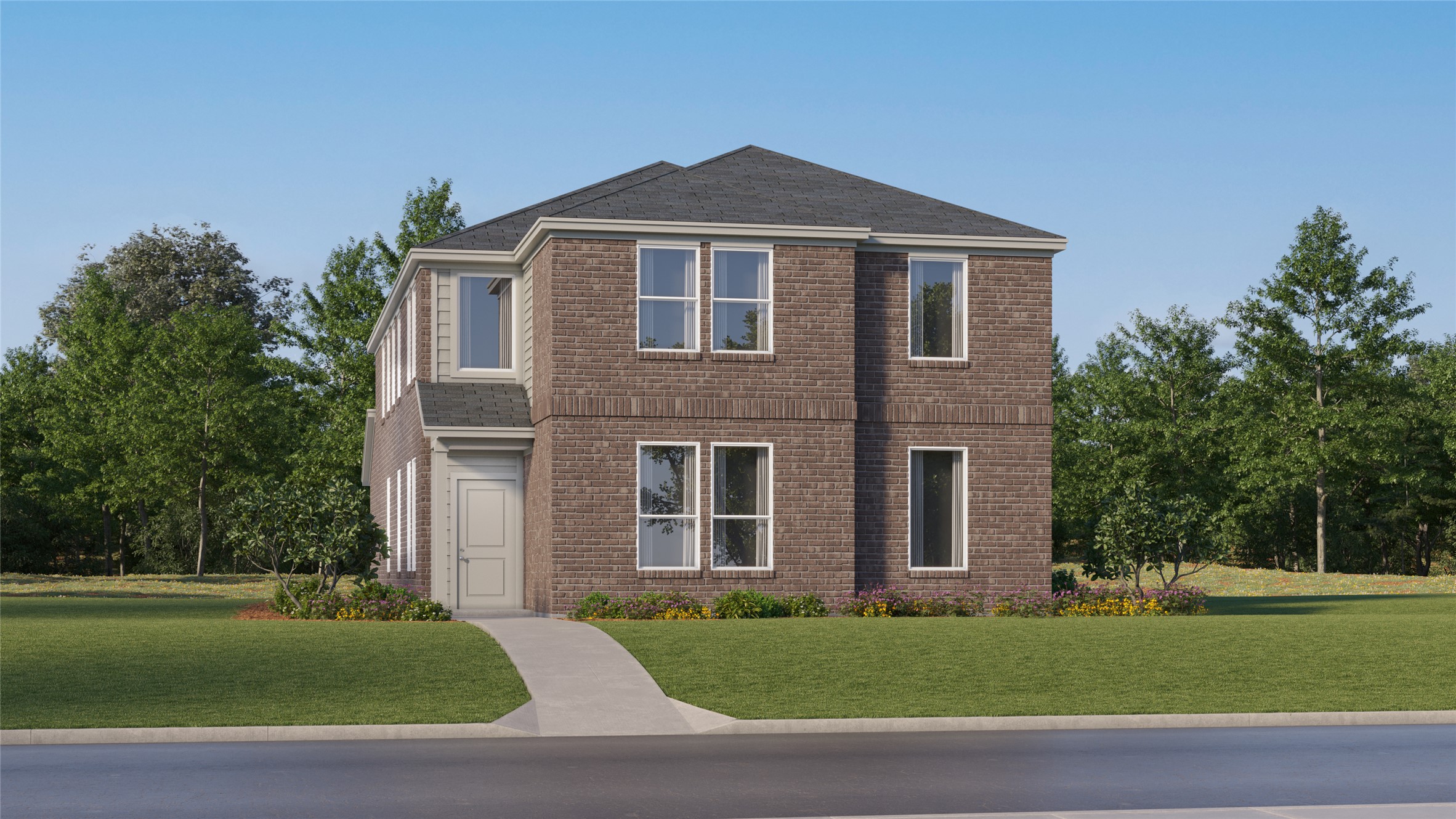 a front view of a house with a yard