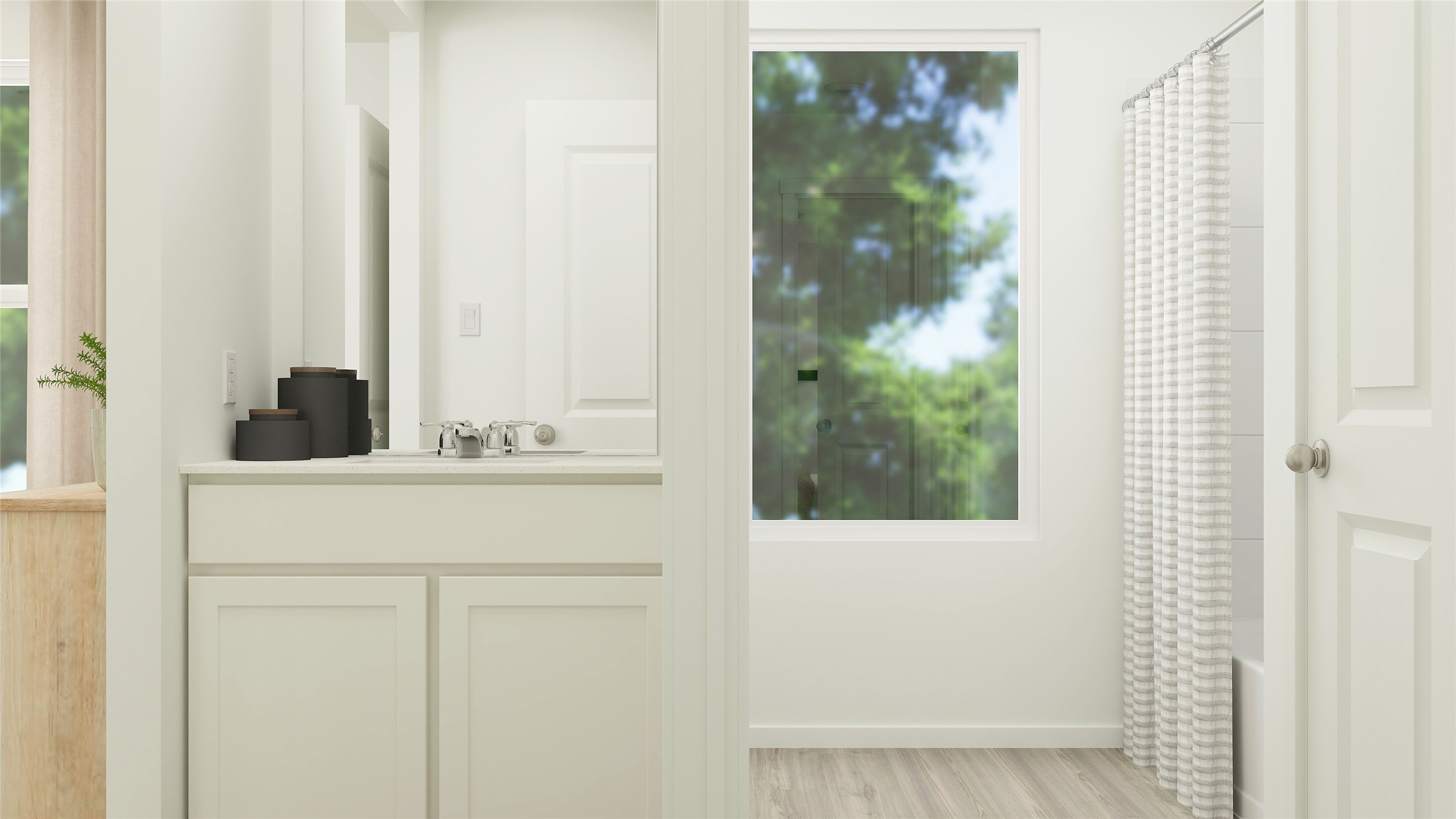 17916 Prairie Falcon Way Pflugerville, TX 78660 - Photo 13 of 28 a bathroom with a sink and mirror with bathtub