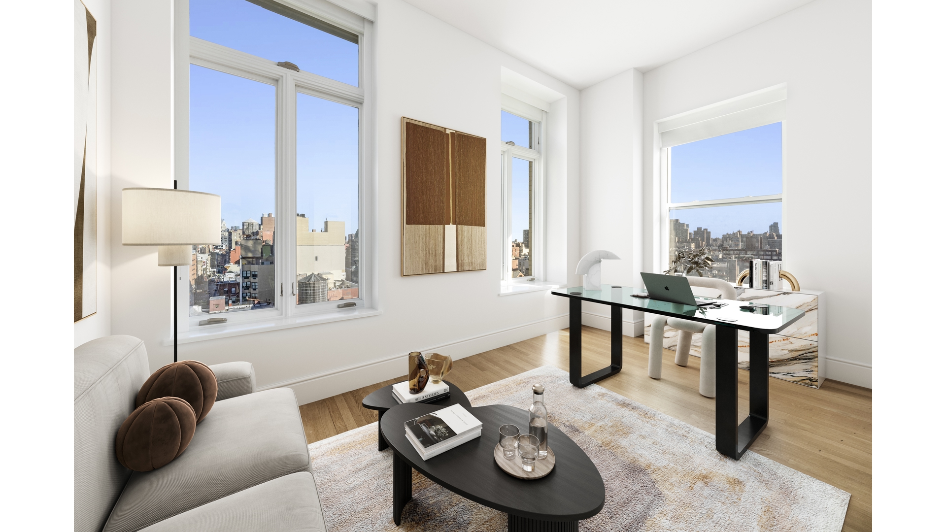 129 Lafayette Street, Unit PHA Manhattan, NY 10013 - Photo 19 of 26 a living room with furniture and wooden floor