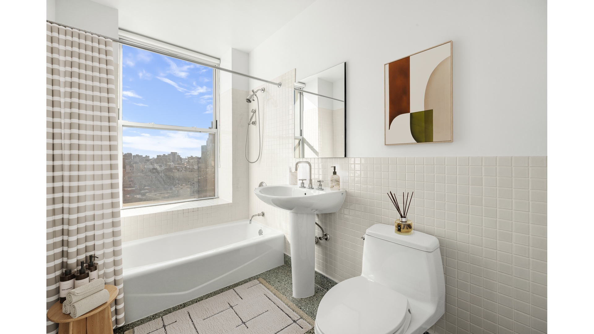 129 Lafayette Street, Unit PHA Manhattan, NY 10013 - Photo 23 of 26 a bathroom with a sink toilet and shower
